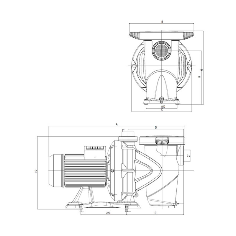 Rozmery samonasávacieho čerpadla DAB.