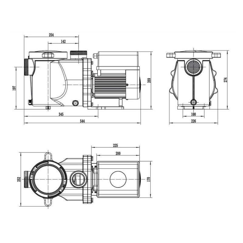Rozmery bazénového čerpadla Aquagem Inver Eco Mr. Pump.