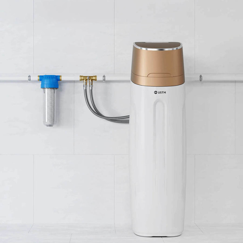 Schéma zapojenia obtokového bypassu a zmäkčovača vody.